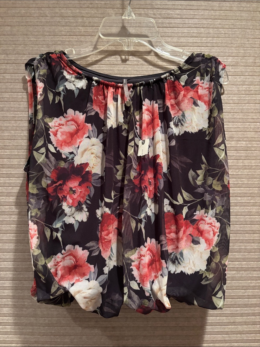 Anthropologie Blouse Floral Print Sleeveless Bubble Hem Size 2XS Lined - NEW